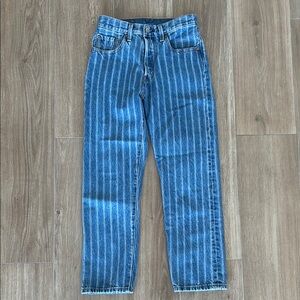 Levi's High Rise Blue Jeans with Striped Pattern